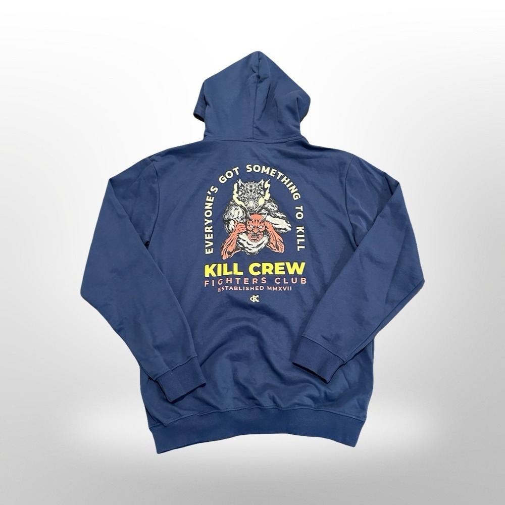 Kill Crew Porrada Series Hoodie Fighters Club Graphic Pullover Mens Medium Navy